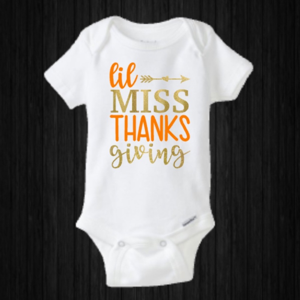Lil Miss Thanksgiving Baby Holiday Onesie Girl NEW